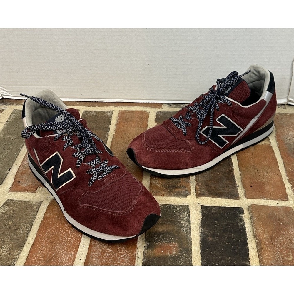 New Balance 996 Suede Sneakers Burgundy Navy Blue Lace Up Shoes Men's 10